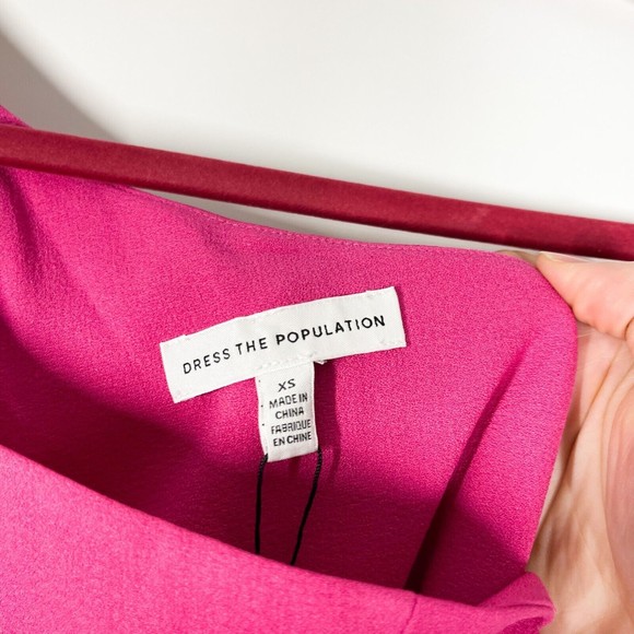Dress The Population Alexandra Cocktail Dress Fuchsia One-Shoulder Size XS NEW - Picture 10 of 12